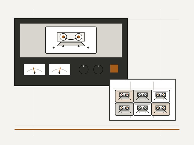 Illustrazione di un flusso di registrazione di piccole serie di cassette.